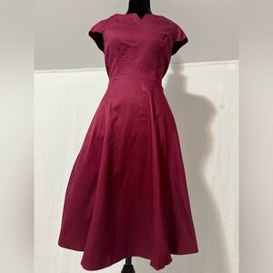 Vedtrend Retro Style Burgundy Dress Size S 6 Cotton A-Line Knee Length New